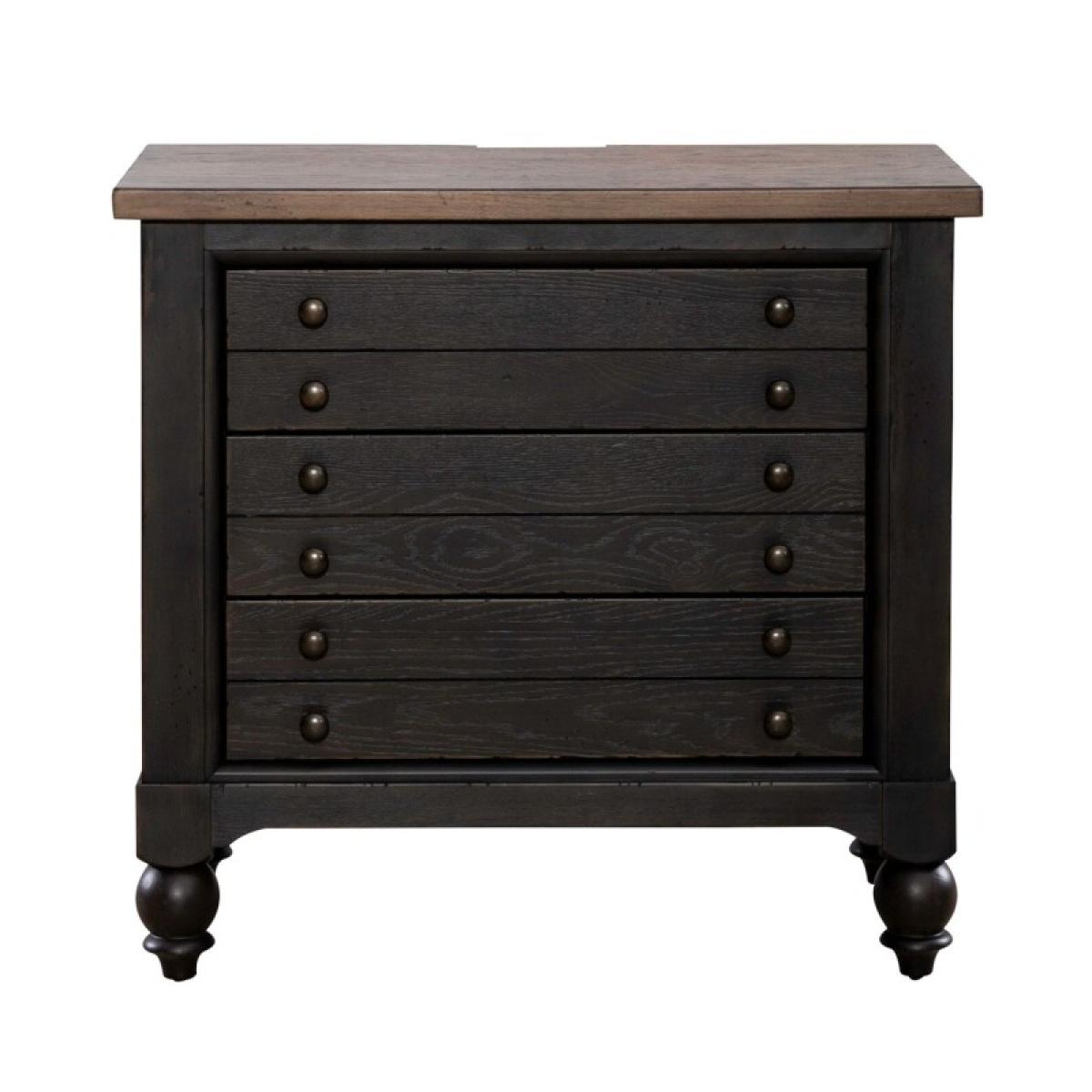 Americana Farmhouse Bedside Chest w/ Charging Station - Black - Image 4