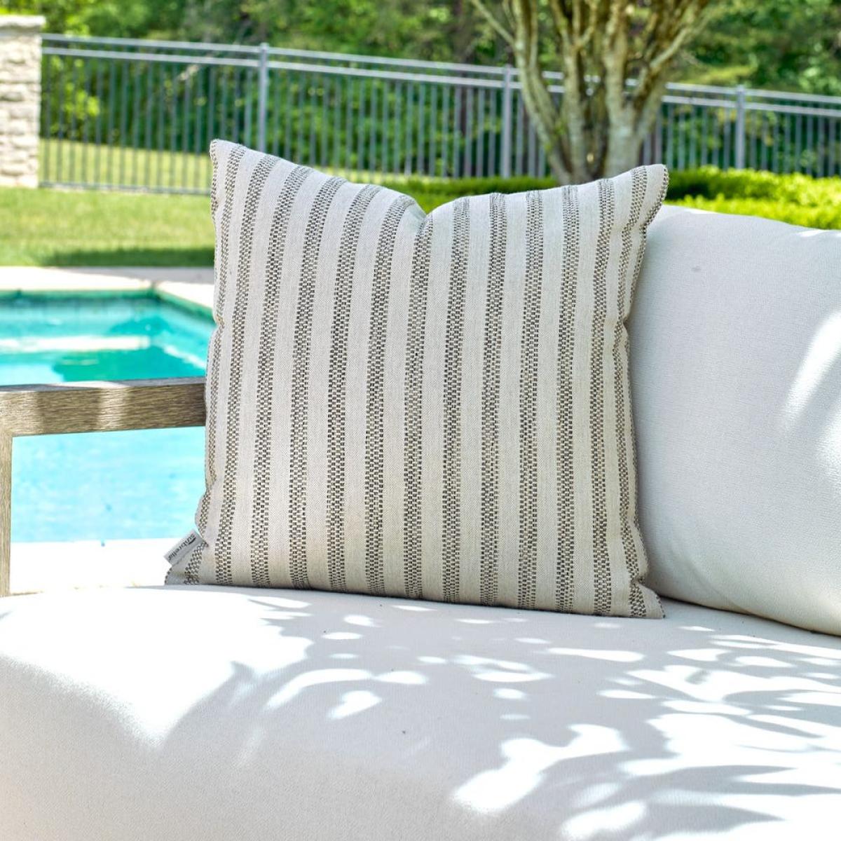 Basket Stripe Outdoor Pillow - Rattan - Image 3