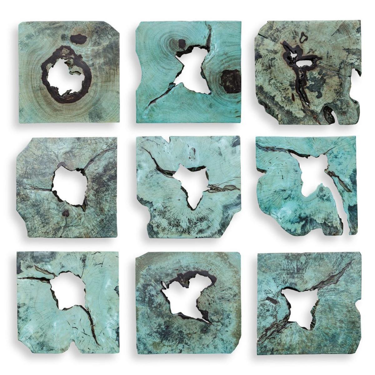 Bahati Wood Wall Decor, Blue, S/9 - Image 7