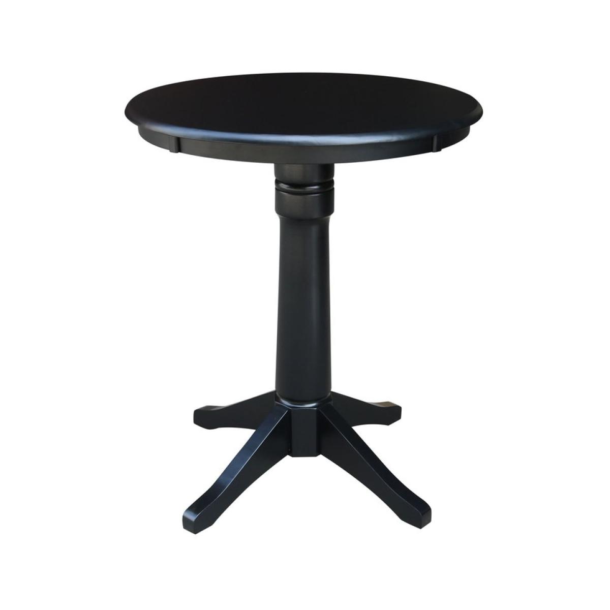 a1b80c480078485f0ef600f8f72418bb Dining Essentials - 30'' Round Table Top w/36"H Transitional Pedestal w/Extension in Black - Image 1
