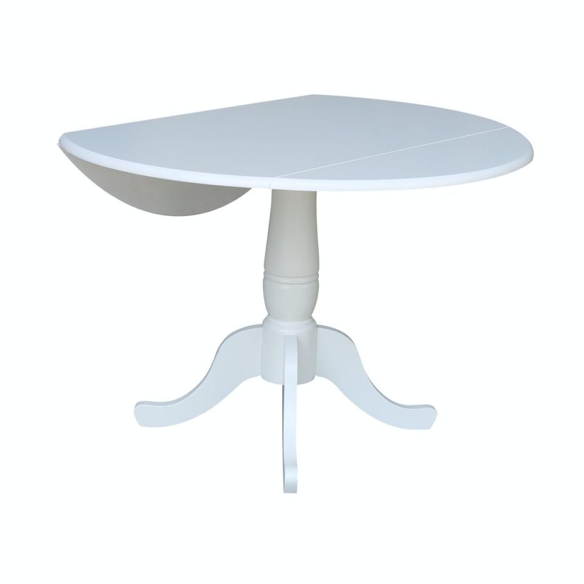 a27741d499a233374b3ac4749f4b73e9 Dining Essentials - Round Drop Leaf Pedestal Table in Pure White - Image 1