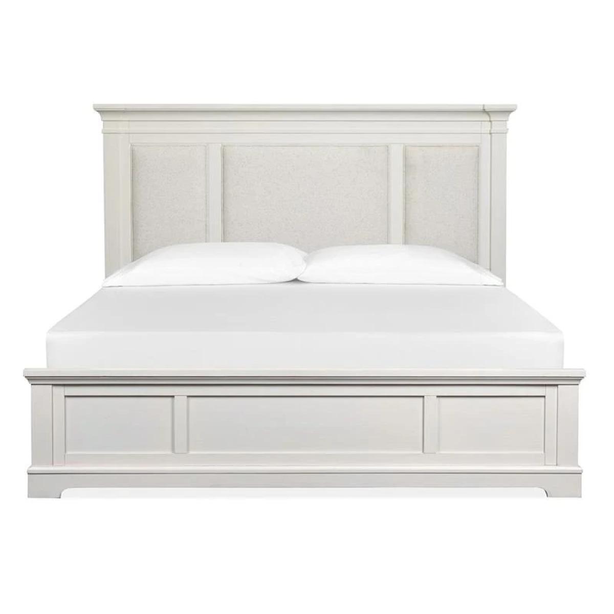 Kingston B6407-55H Wood Queen Panel Bed Upholstered Headboard KD - Image 2