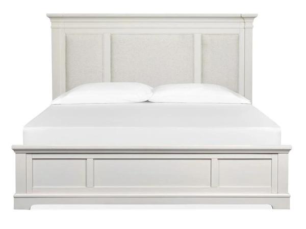 Kingston B6407-55H Wood Queen Panel Bed Upholstered Headboard KD