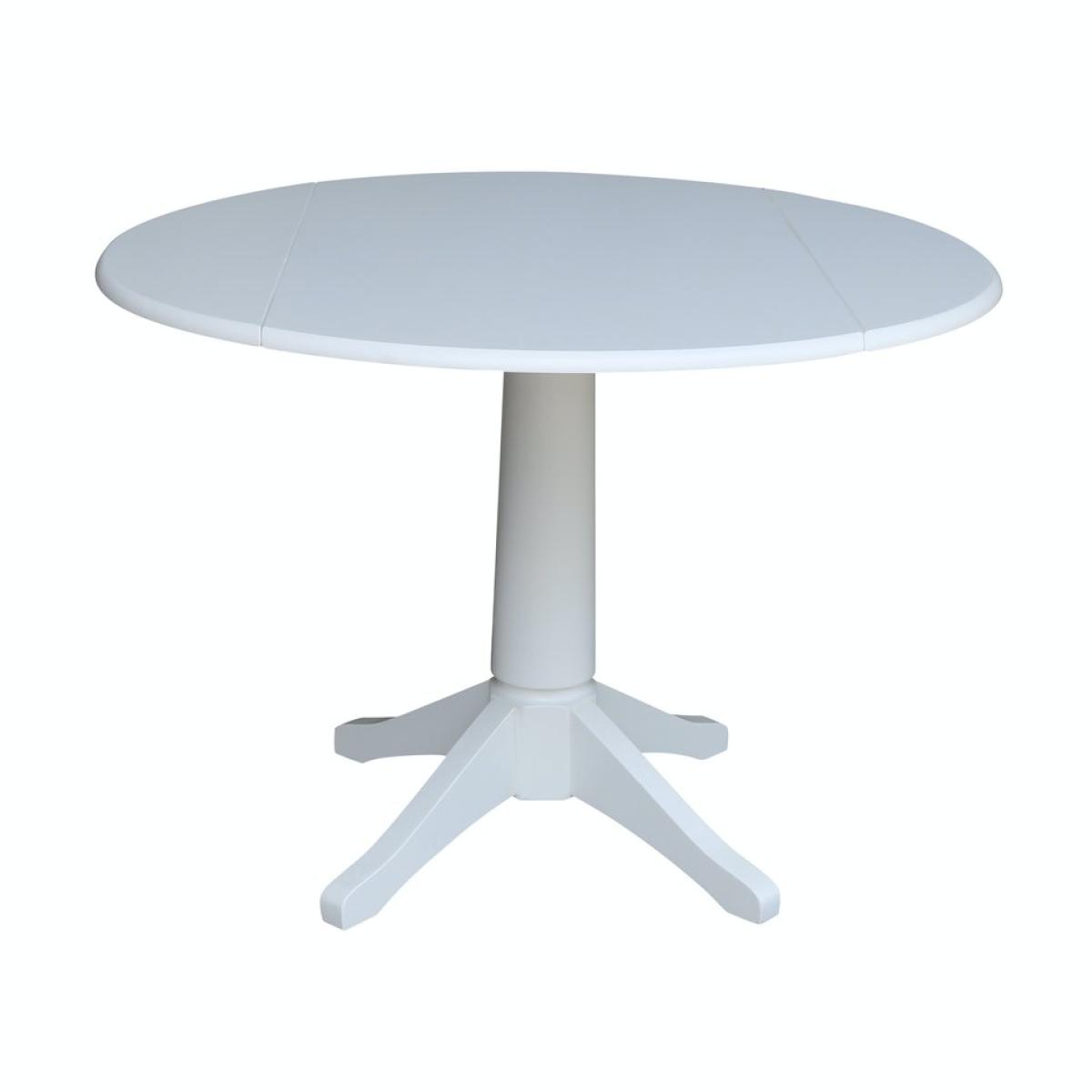 Dining Essentials - 42" Drop Leaf Pedestal Table Top w/30"H Traditional in Pure White - Image 2