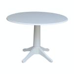 Dining Essentials - 42" Drop Leaf Pedestal Table Top w/30"H Traditional in Pure White