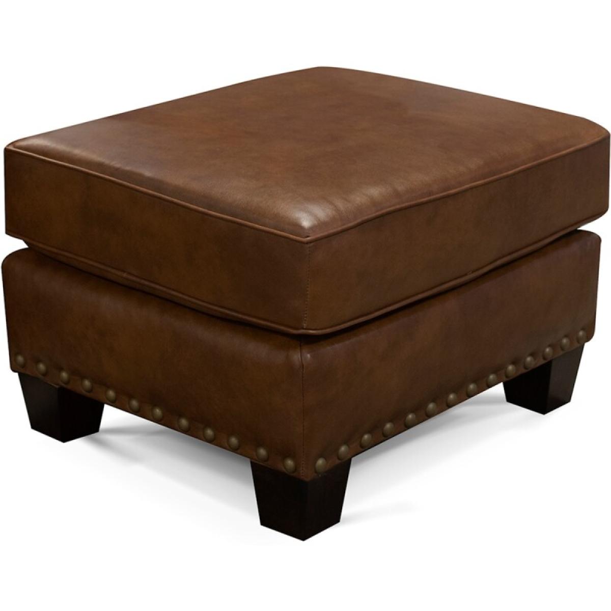 Salem Leather Ottoman With Nails - Image 2