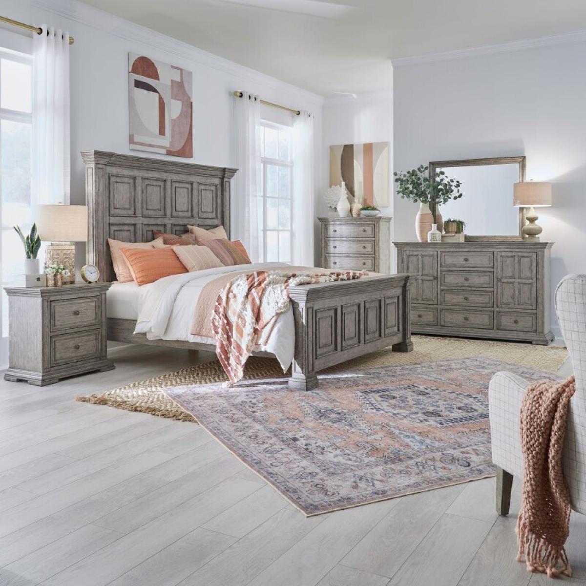 Big Valley King Panel Bed, Dresser & Mirror, Chest, Night Stand - Image 2