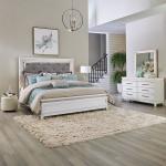 King California Uph Bed, Dresser & Mirror