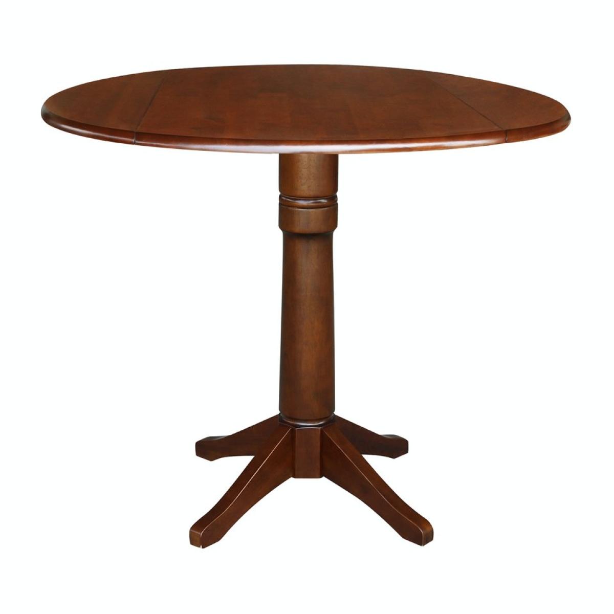 Dining Essentials - 42" Drop Leaf Table Top w/36" Transitional Pedestal w/Extension in Espresso - Image 2