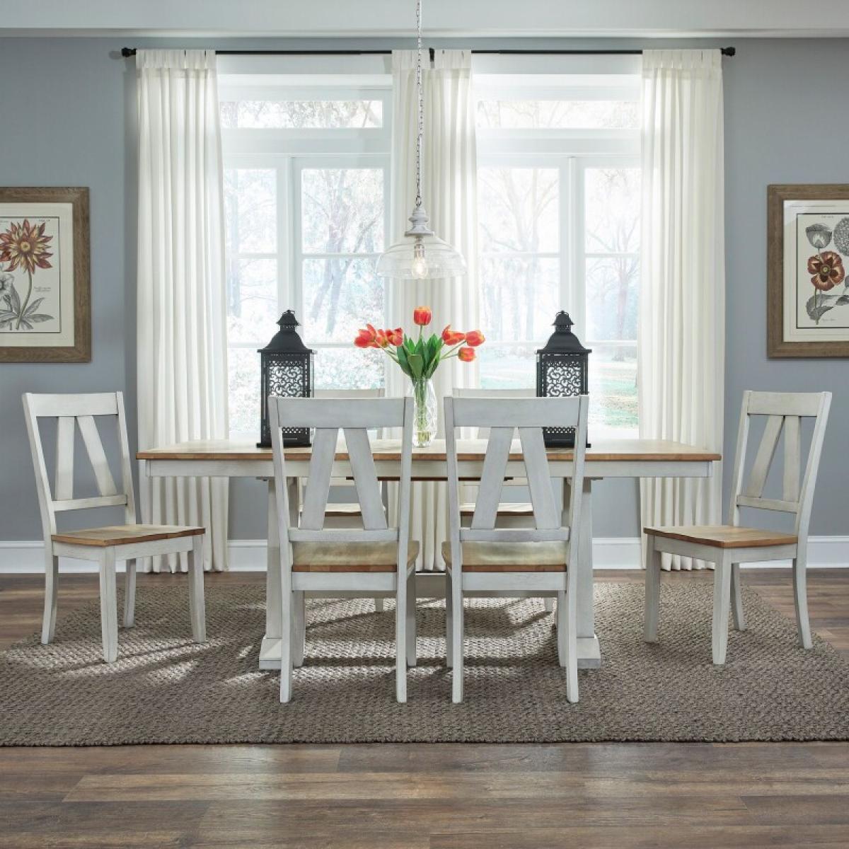 Lindsey Farm 7 Piece Trestle Table Set - Image 2
