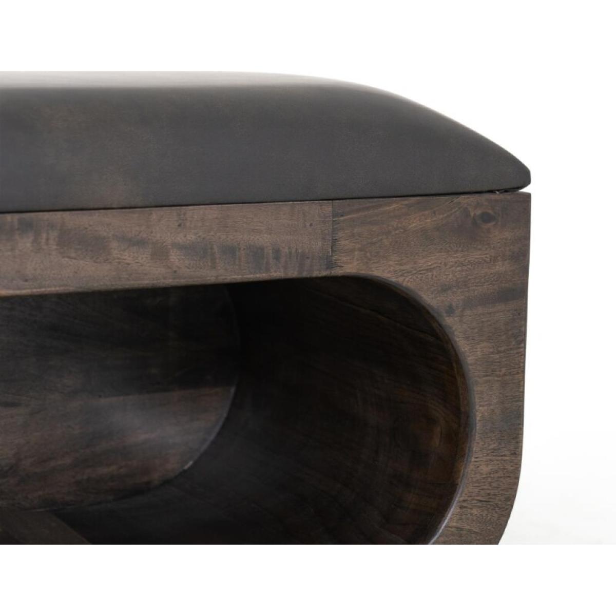 Wooden bench with a cushioned seat and open storage underneath - Balam - Image 9