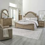 King California Uph Bed, Dresser & Mirror, Chest, Night Stand