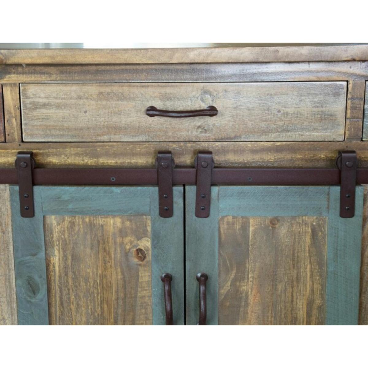 3 Drawer, 2 Sliding Doors, 4 Mesh Doors Wood Island - Antique - Image 8