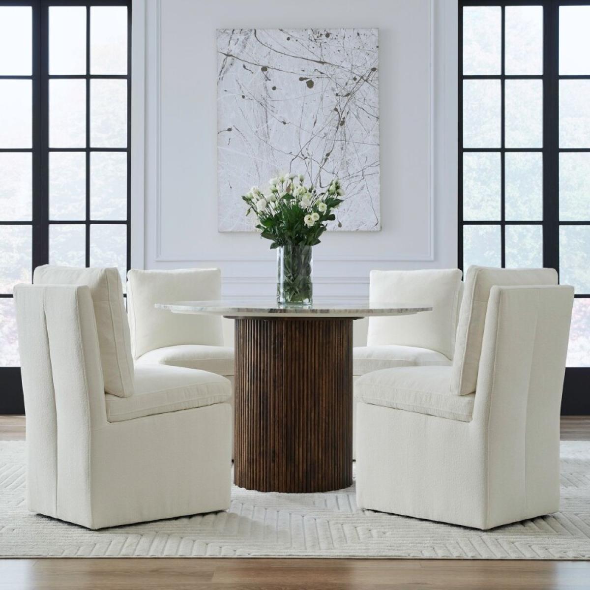 Accent Dining Chair w/ Casters - Ivory - Image 4
