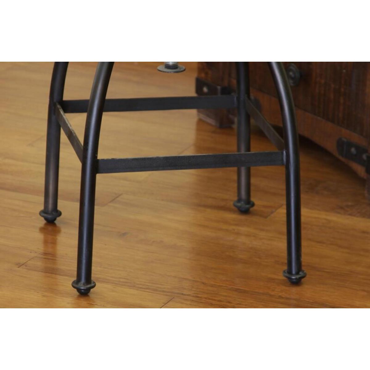 Wooden Seat Adjustable 24-30" Swivel Iron Base Barstool - Pueblo - Image 4