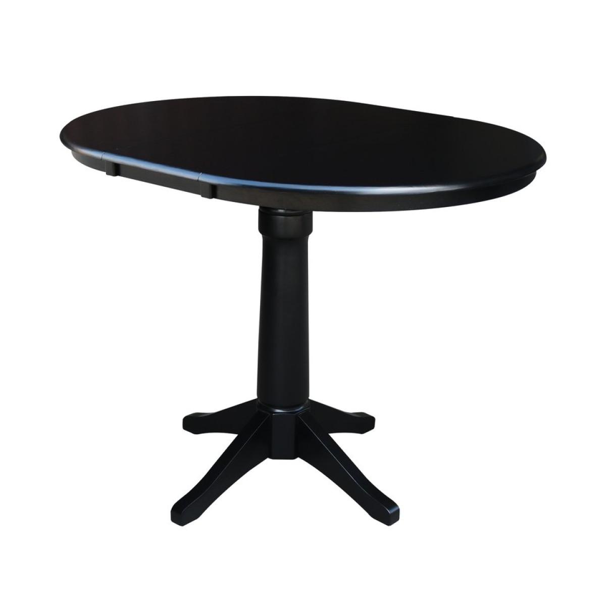 aea1808d2798c226ccb4059fc78a26f5 Dining Essentials - 36" Extension Table Top w/36"H Transitional Pedestal w/ Extension in Black - Image 1