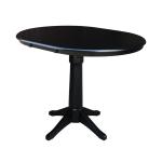 Dining Essentials - 36" Extension Table Top w/36"H Transitional Pedestal w/ Extension in Black