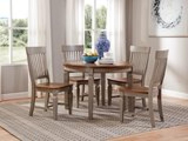 Vista Collection Solid Round Top Table in Hickory & Stone - Image 7