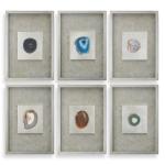 Agate Stone Silver Shadow Box, S/6