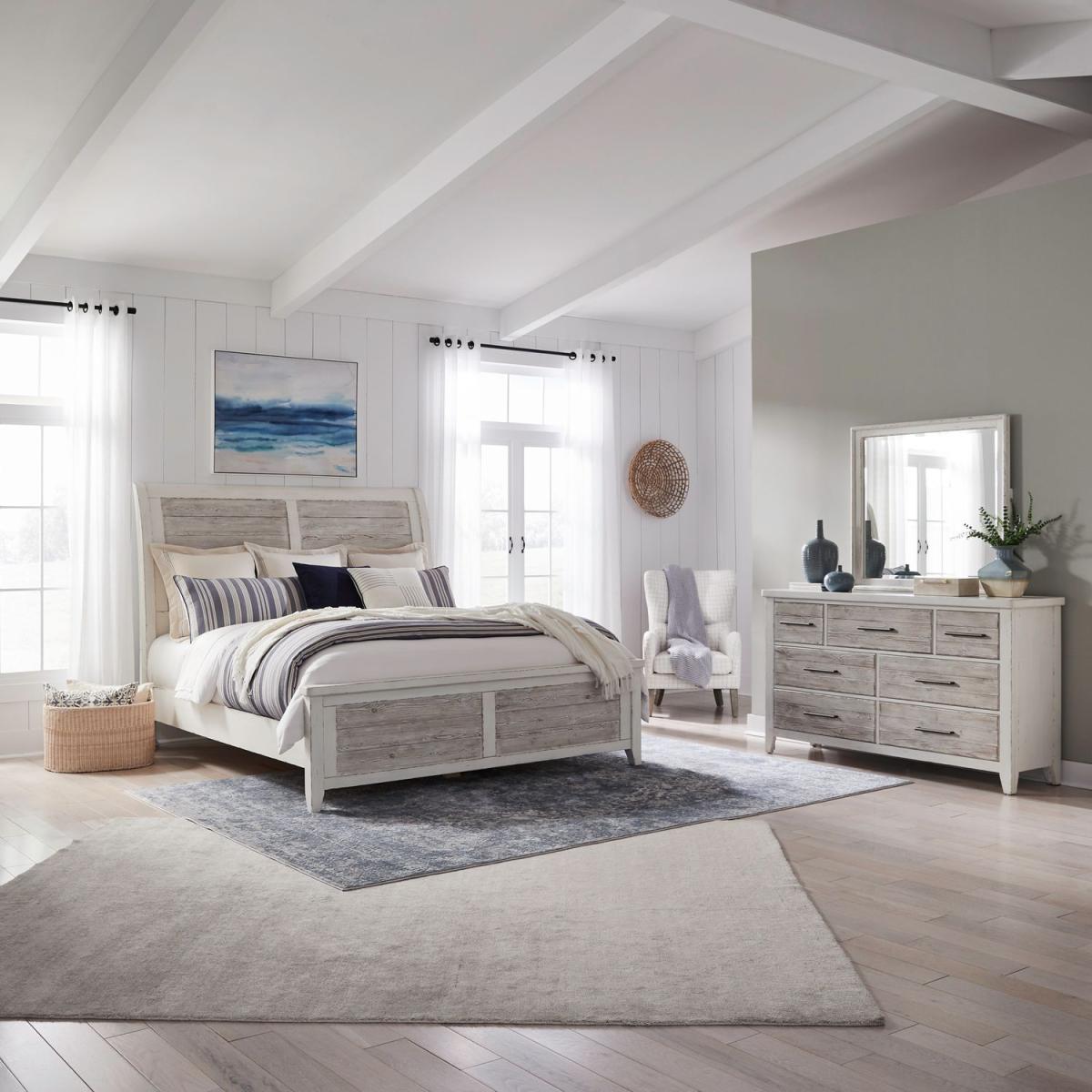 King California Sleigh Bed, Dresser & Mirror - Image 2