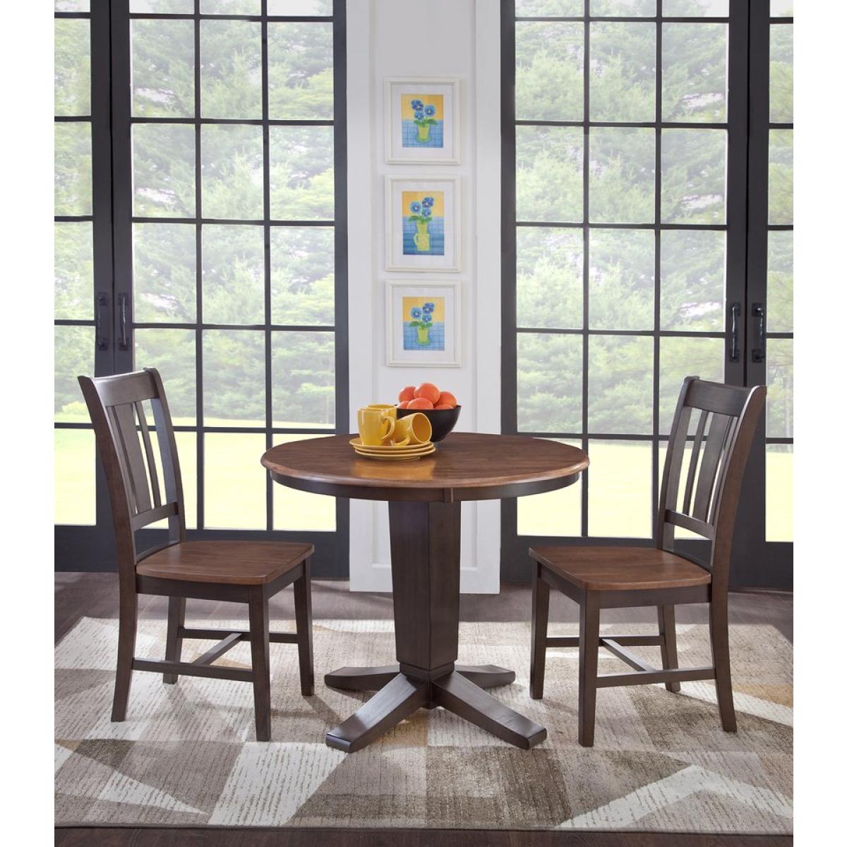 Dining Essentials - 30"Round Solid Top w/30"H Aria Pedestal in Hickory / Coal - T45-30RT - Image 2