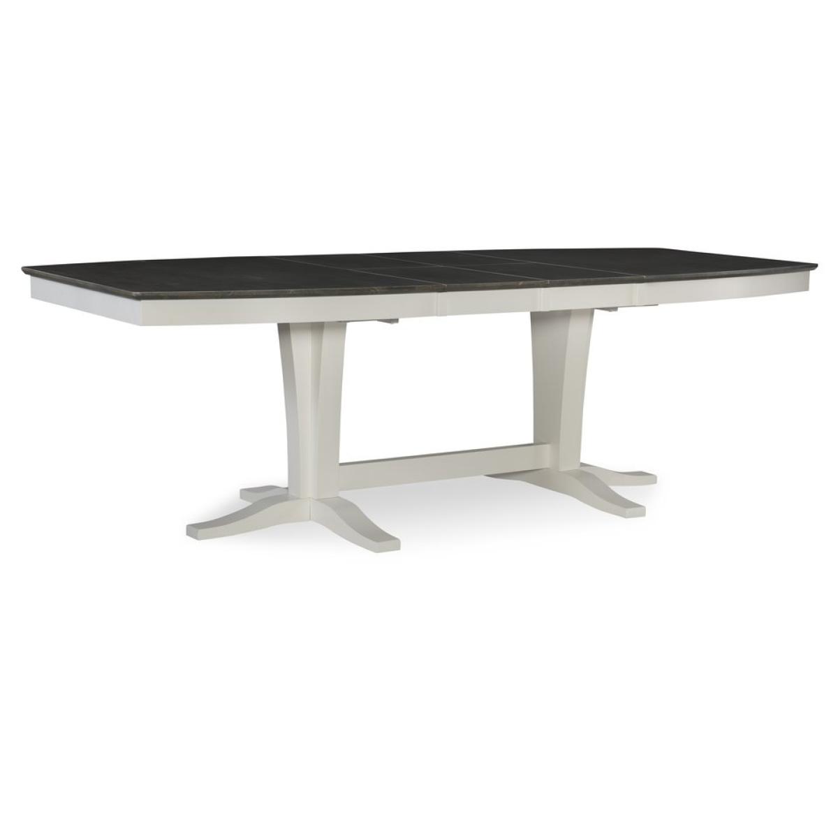Milano Double Pedestal Extension Table in Heather Gray & White - T05-4096XXT - Image 2