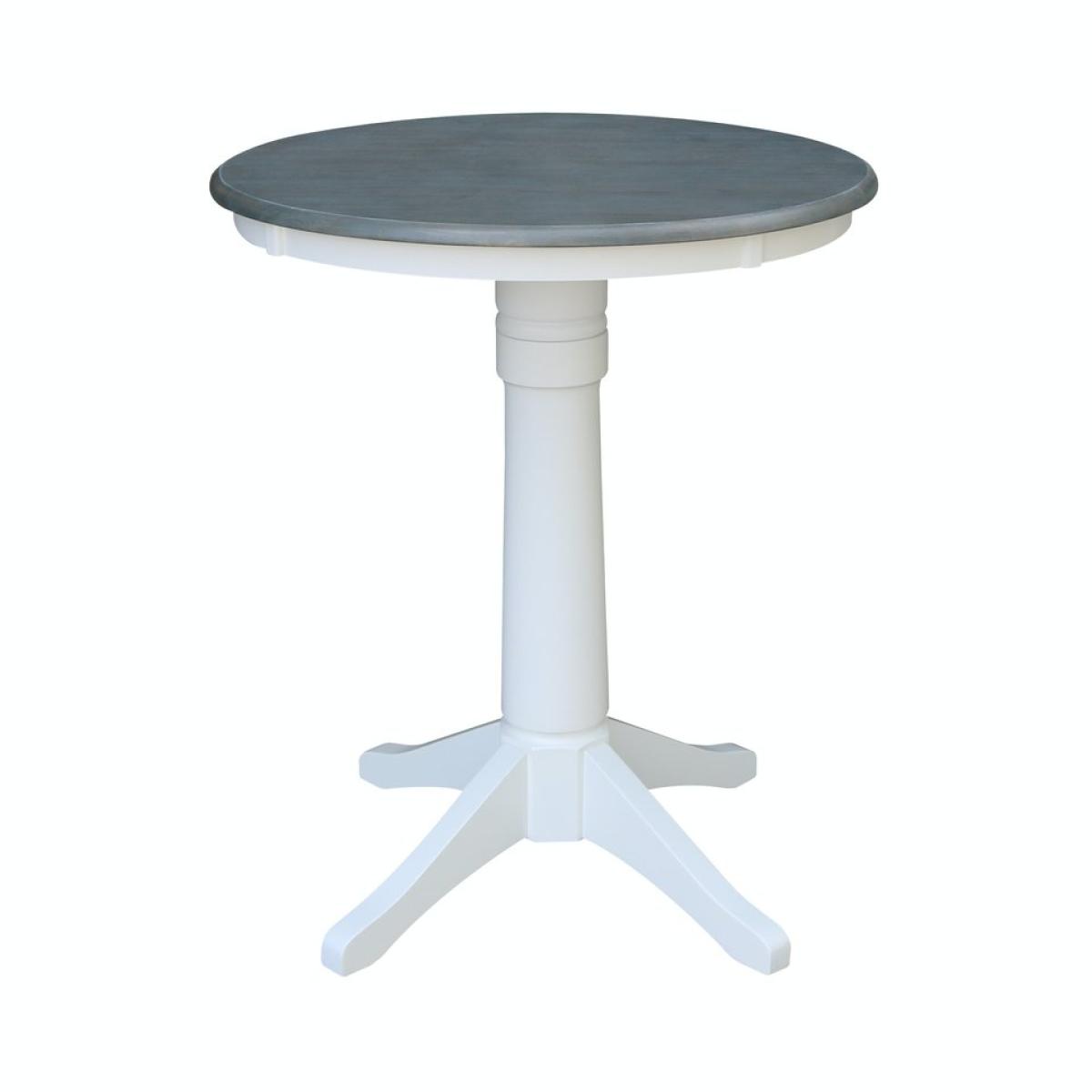 30'' Round Table Top w/ 36"H Transitional Pedestal w/ Extension in Heather Gray & White - T08-6B - Image 2