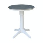 30'' Round Table Top w/ 36"H Transitional Pedestal w/ Extension in Heather Gray & White - T08-6B