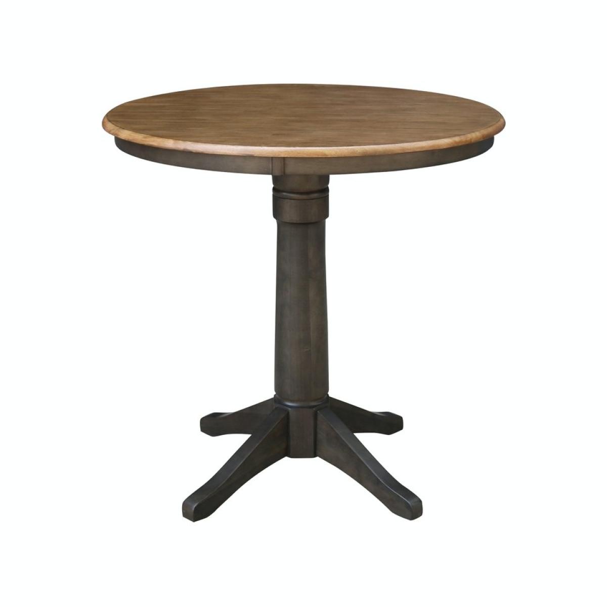 Dining Essentials - 36'' Round Table Top w/36"H Transitional Pedestal w/ Extension in Hickory / Coal - Image 2