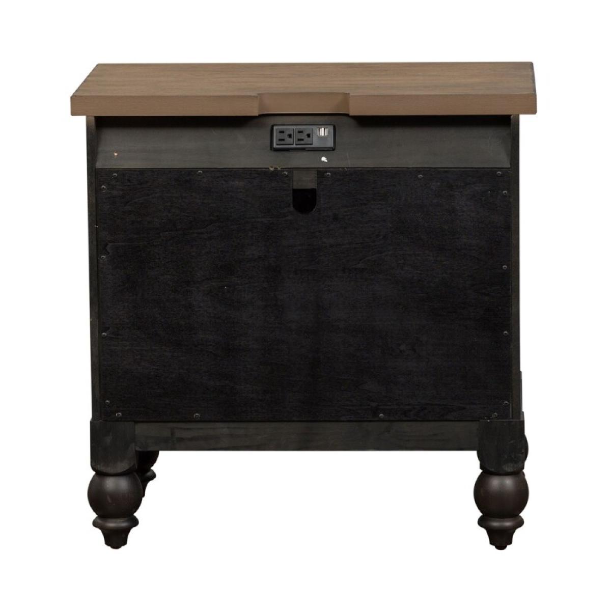 Americana Farmhouse 2 Drawer Night Stand w/ Charging Station - Black - Image 6