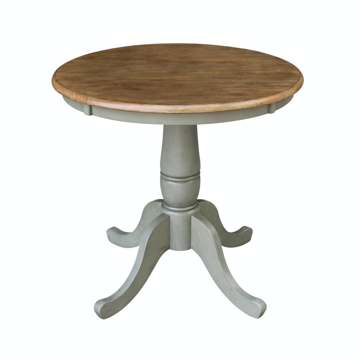 Dining Essentials - 30'' Round Table Top w/ 30" Traditional Pedestal in Hickory/Stone - Image 2