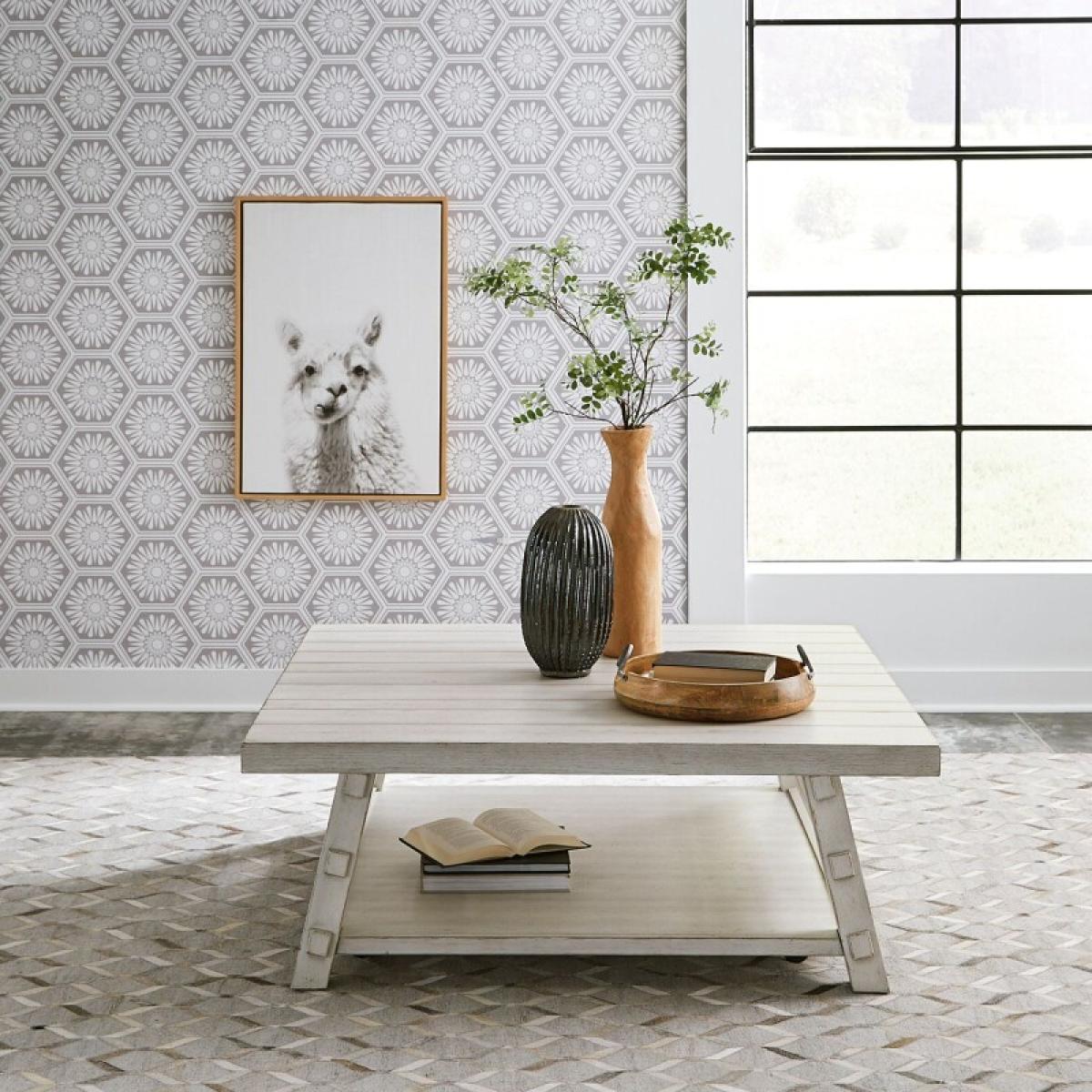 b802efc783eeab39b4a3e9a3652d3724 Modern Farmhouse Oversized Square Cocktail Table - Image 1