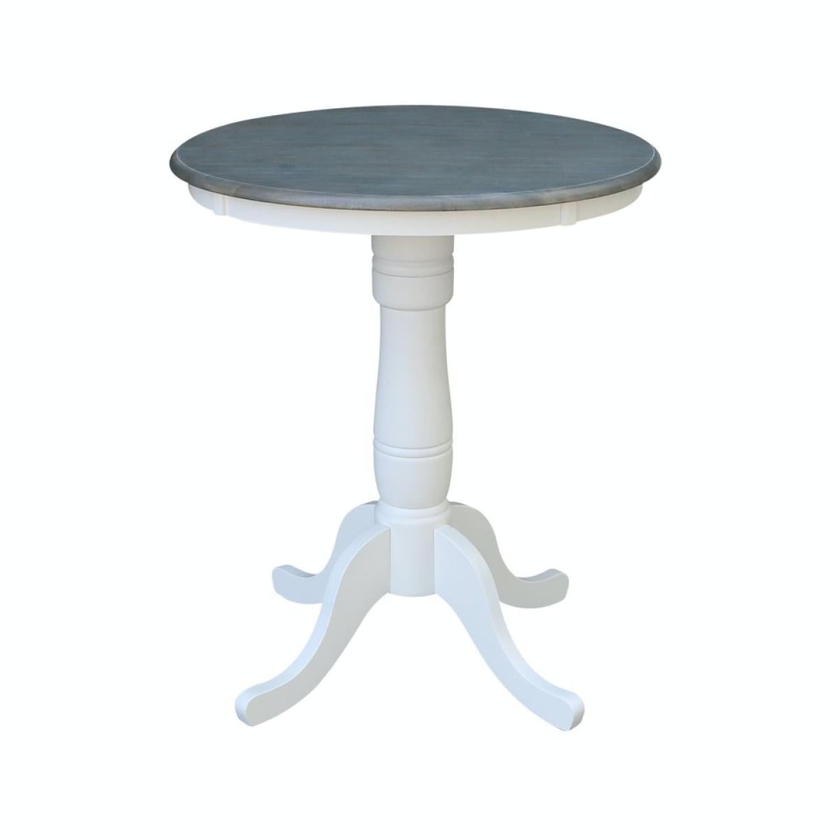 b9635e57b405d7deddf5b06369b09dae 30'' Round Table Top w/ 36" Traditional Pedestal w/Extension in Heather Gray & White - Image 1