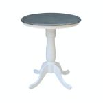 30'' Round Table Top w/ 36" Traditional Pedestal w/Extension in Heather Gray & White