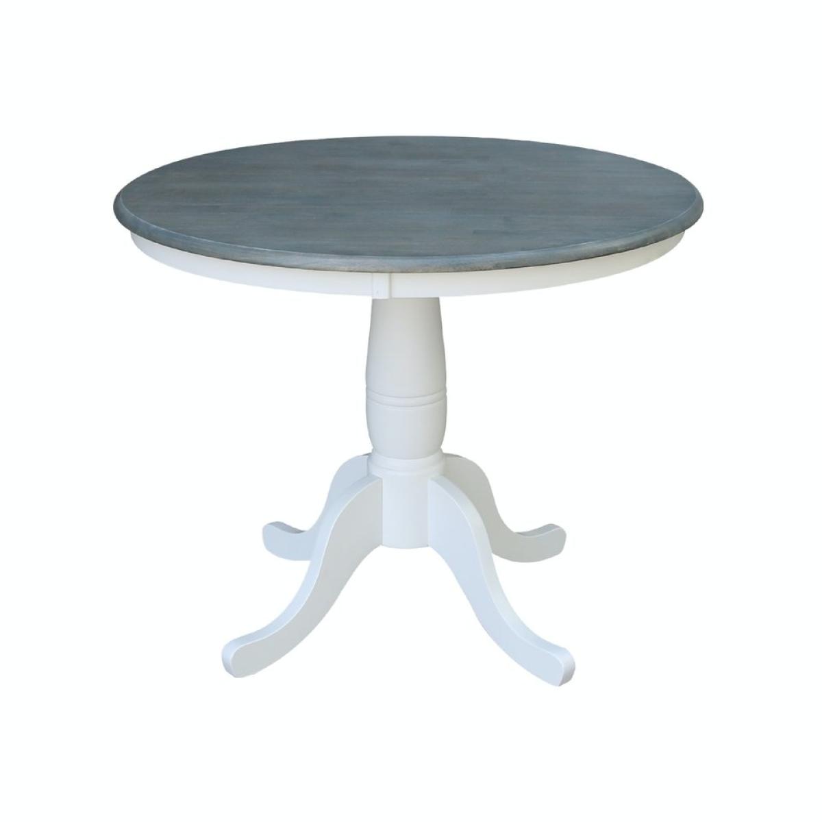 36'' Round Table Top w/ 30" H Traditional Pedestal in Heather Gray & White - Image 2