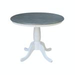 36'' Round Table Top w/ 30" H Traditional Pedestal in Heather Gray & White
