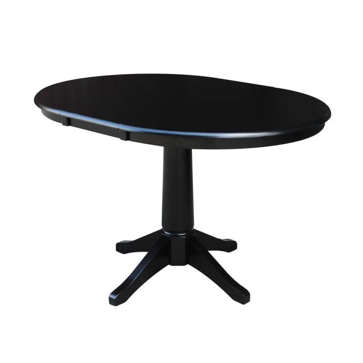 bace68e5c3368982e5c3be2064c966fc Dining Essentials - 36" Extension Table Top w/ 30"H Transitional Pedestal in Black - Image 1