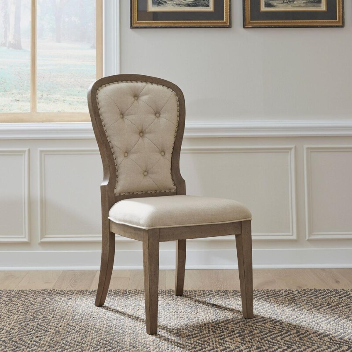 Americana Farmhouse Uph Tufted Back Side Chair - Image 2