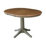 Dining Essentials - 36" Extension Table Top w/ 30"H Transitional Pedestal in Hickory/Stone