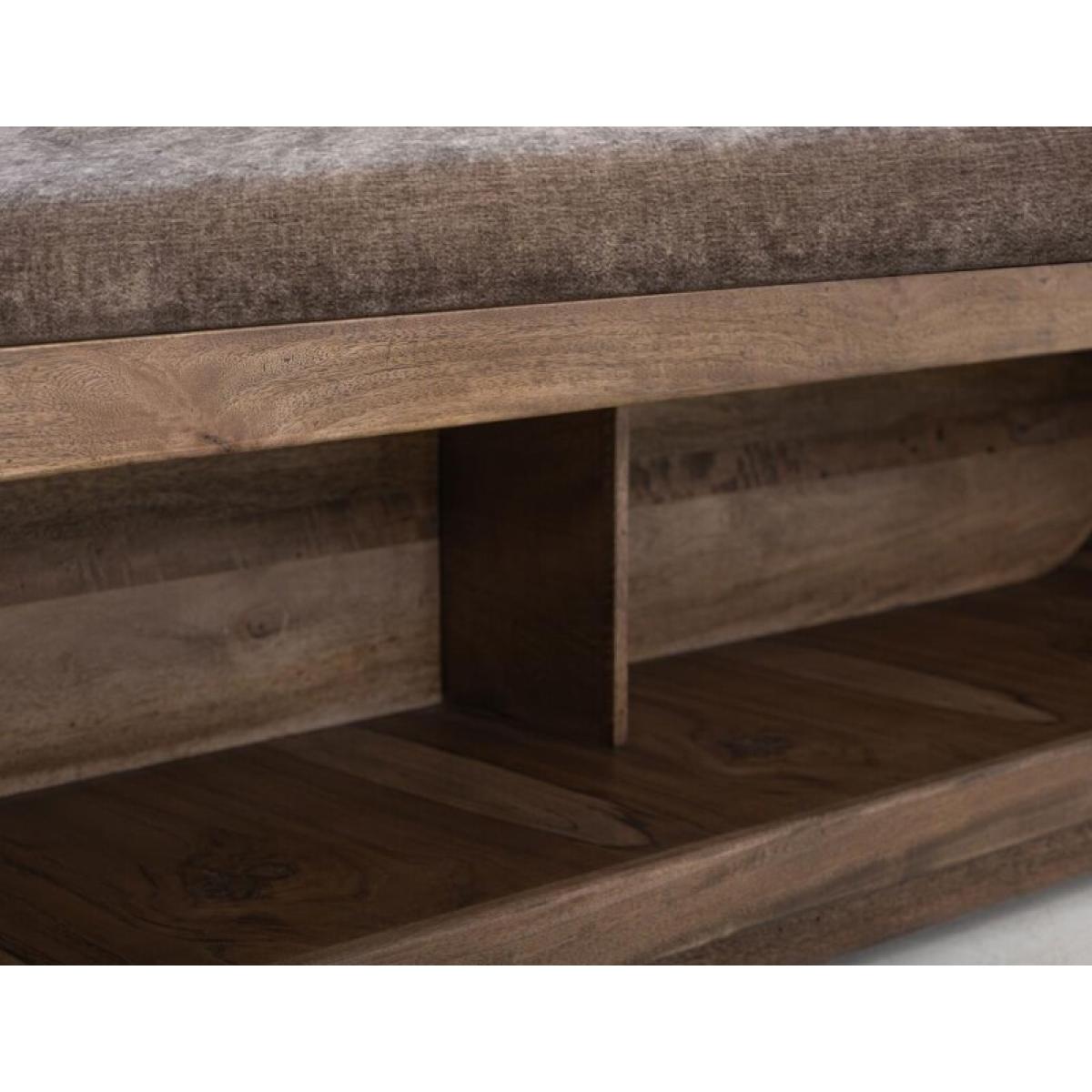 Wooden bench with a cushioned seat and open storage underneath. - Balam - Image 5