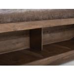 Wooden bench with a cushioned seat and open storage underneath. - Balam - Image 5