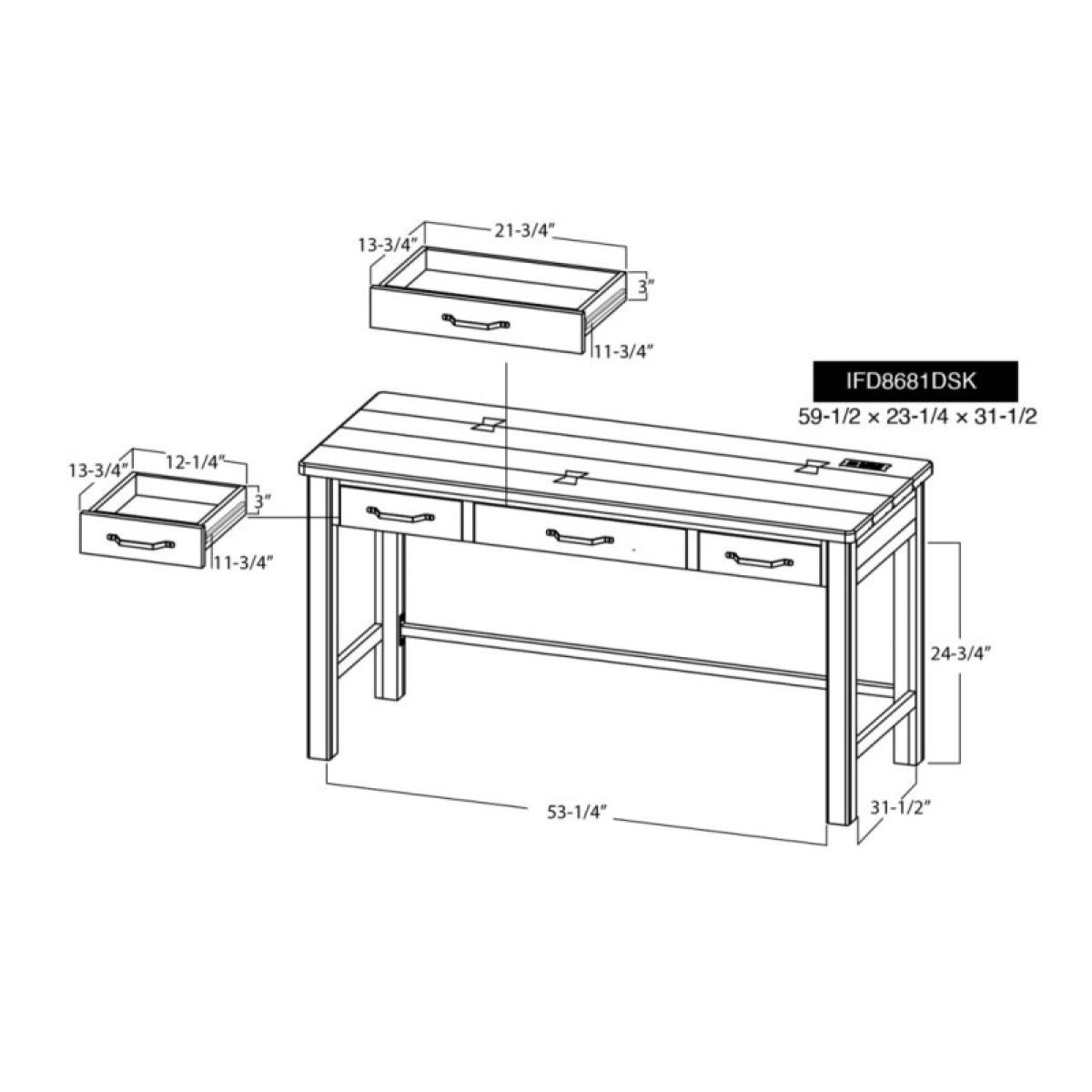 3 Drawer Desk - Natural Parota - Image 8