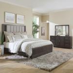 King California Uph Bed, Dresser & Mirror