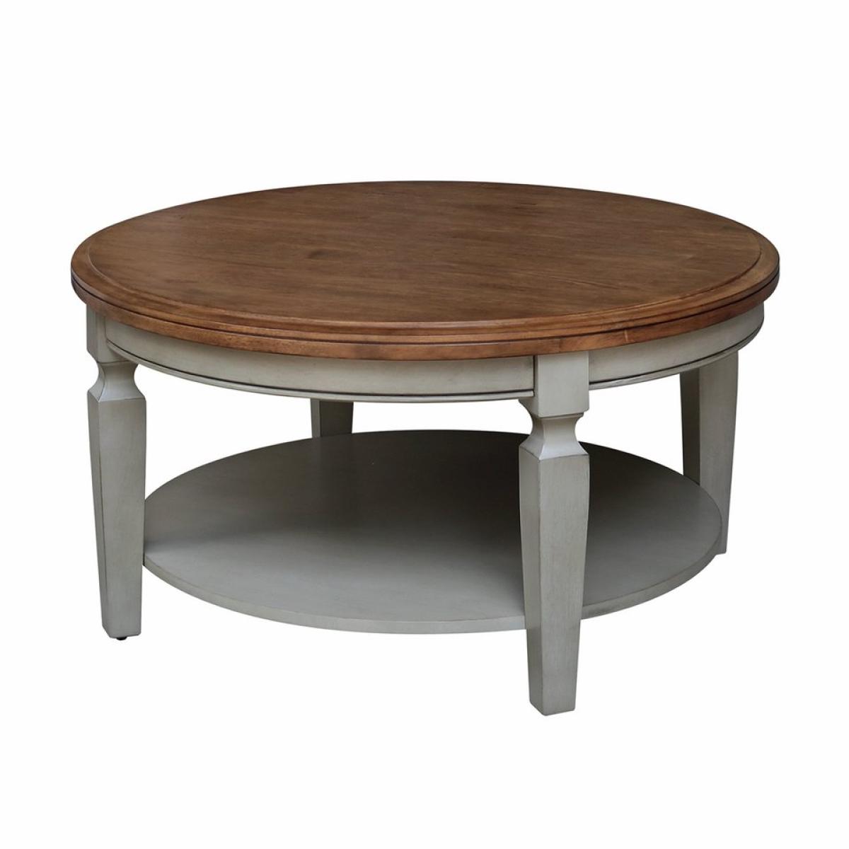 Home Accents - Vista Round Coffee Table in Hickory & Stone - Image 2
