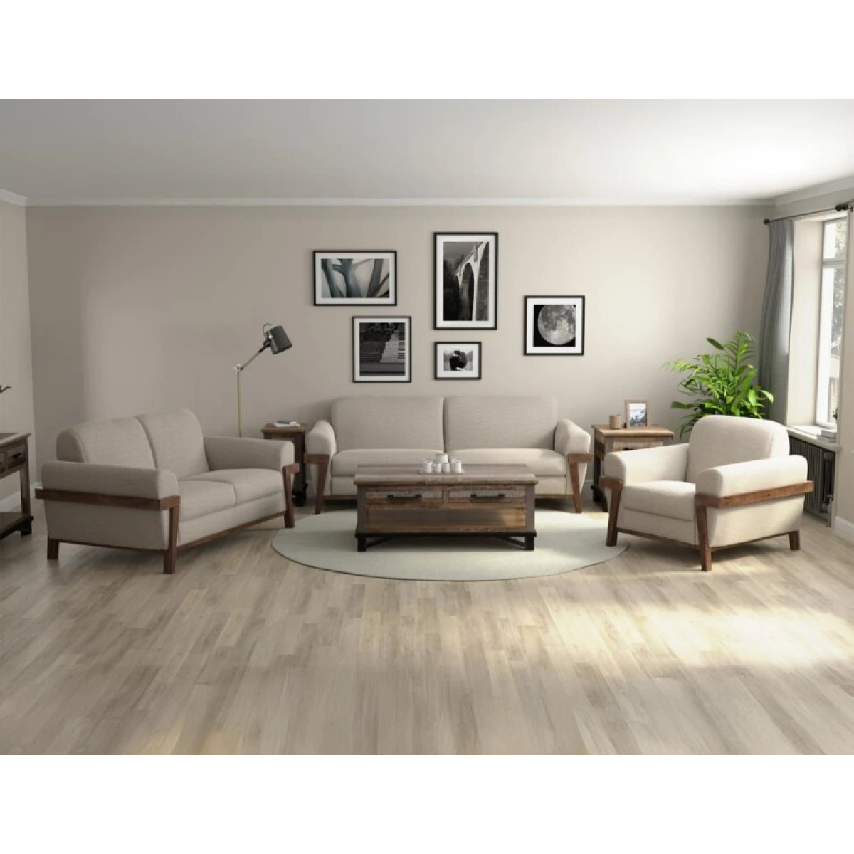 Loft Brown Wooden Frame & Base, Sofa - Image 4