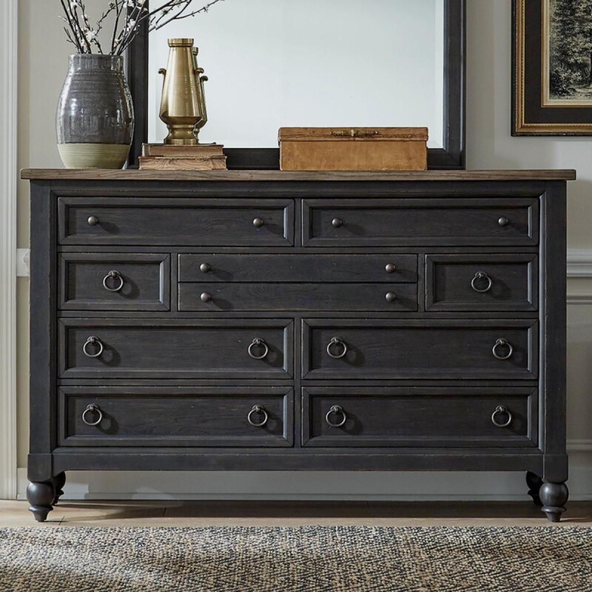 Americana Farmhouse 9 Drawer Dresser - Black - Image 2