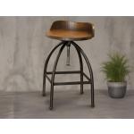 Wooden Seat Adjustable 24-30" Swivel Iron Base Barstool - Pueblo - Image 3
