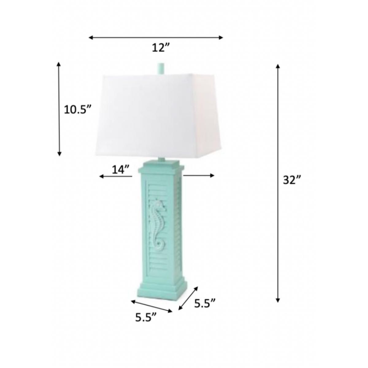 Sea Horse Shutter Table Lamp (Set of 2) - Teal - Image 3