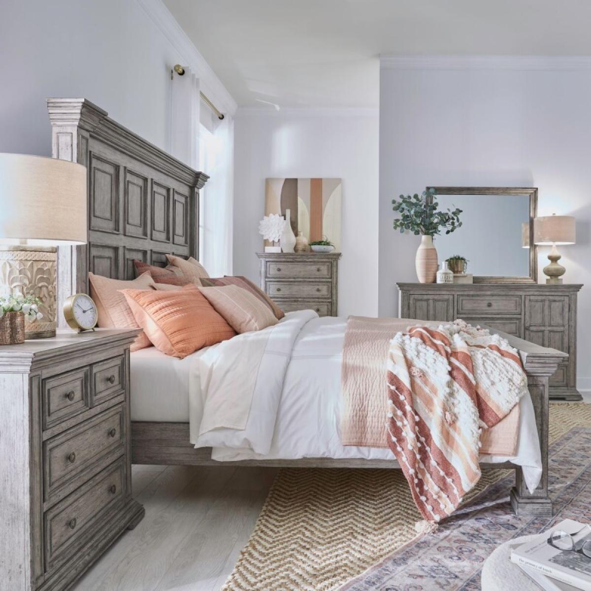 Big Valley King Panel Bed, Dresser & Mirror, Chest, Night Stand - Image 3