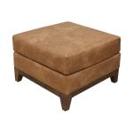 Wooden Frame & Base, Upholstered Square Ottoman - Olivo